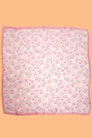 Flower Print Silky Feeling Bandana Scarf-JOSSLYN by wall to wall-Pink-The Twisted Chandelier