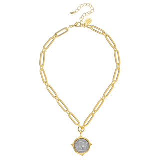 Susan Shaw Buffalo Nickel on Mixed Link Necklace-Necklace-Susan Shaw-The Twisted Chandelier