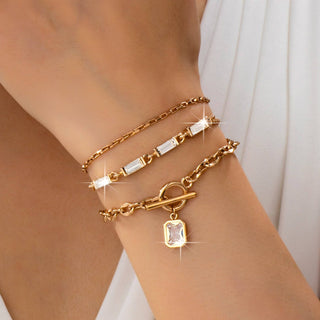 Multi Baguette Crystals & Toggle Clasp Bracelet-JOSSLYN by wall to wall-80B1650-SET-The Twisted Chandelier