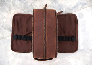 Buffalo Leather Toiletry Bag – Dopp Kit for Shaving & Travel-Billion Brothers-Men's-The Twisted Chandelier