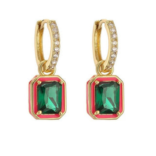 Enamel & Emerald-Cut Crystal Huggie Drop Earrings-JOSSLYN by wall to wall-40E475-The Twisted Chandelier