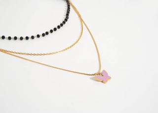 18K Gold PVD Stainless Steel 3 Row Layering Necklace Magnetic Clasp-WJW-The Twisted Chandelier