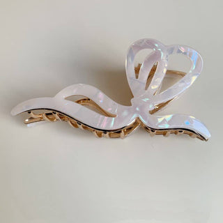Premium PVC Toile Pattern Bow Hair Claw Clips-Hair Claws & Clips-JOSSLYN by wall to wall-40H928-OFF WHITE-The Twisted Chandelier