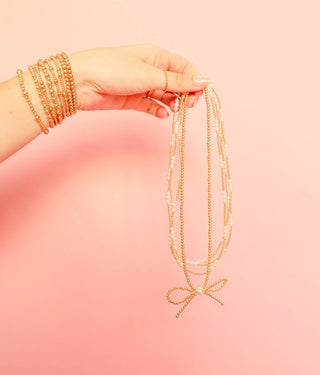 Beaded Blondes Gold Bow Necklace-Beaded Blondes-The Twisted Chandelier