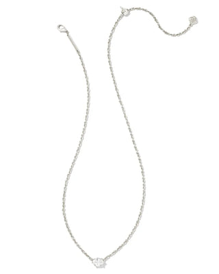 Kendra Scott Cailin Crystal Pendant Necklace Silver Metal White CZ-Necklaces-Kendra Scott-N1941RHD-The Twisted Chandelier