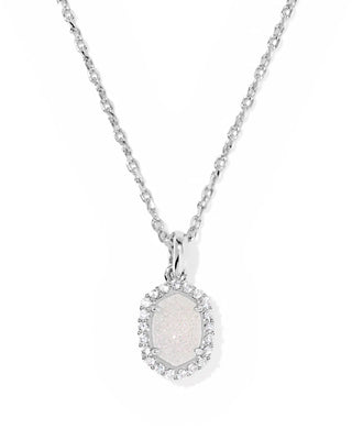 Kendra Scott Daphne Crystal Frame Short Pendant Necklace Silver Iridescent Drusy-Kendra Scott-N01340RHD-The Twisted Chandelier