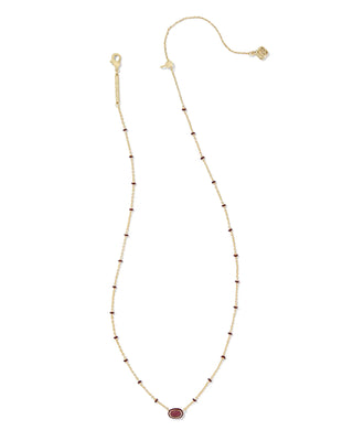 Kendra Scott Mini Elisa Enamel Frame Short Pendant Necklace Gold Maroon Magnesite-Necklaces-Kendra Scott-CR 07/31/24,FD 07/31/24,gameday,N00720GLD,Sale Kendra Scott-The Twisted Chandelier