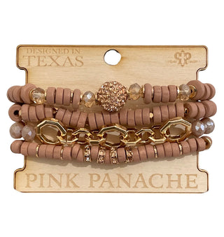 4-strand rose bead bracelet set-Bracelet-Pink Panache-The Twisted Chandelier