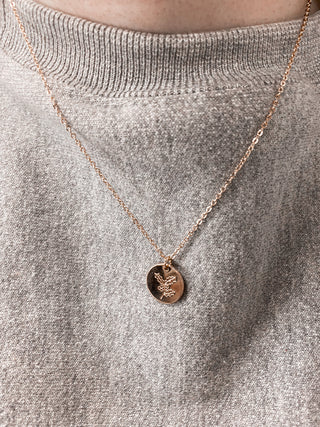 Birth Flower Round Pendant Necklace-Necklaces-Bonita-FEB2022-December-The Twisted Chandelier